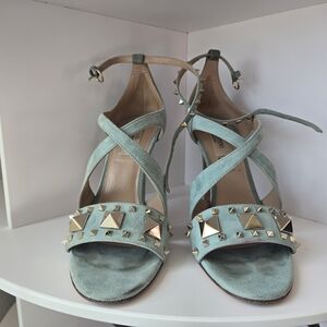 Valentino Light Blue Rockstud Accent Heels